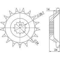 Ritzel P530 - Z17 (DIS.24806) Kawasaki 1100 ZZR / ZX11 90/92