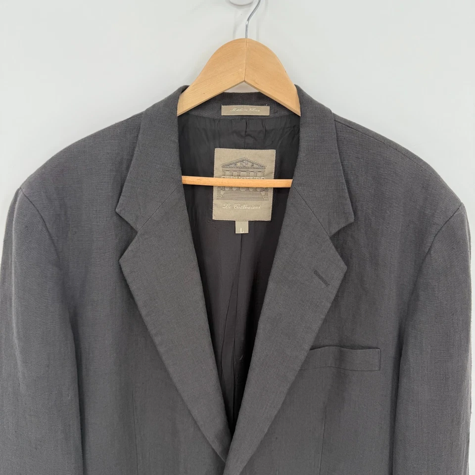 Blazer Structure Le Collezioni Hombre Negro 100% Lino Talla Grande Confort Clásico Foto 2 de 4