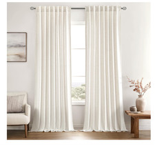 MIULEE Natural White Linen Curtains 52 x 90 Curtain Panels Drapes Semi Sheer NEW