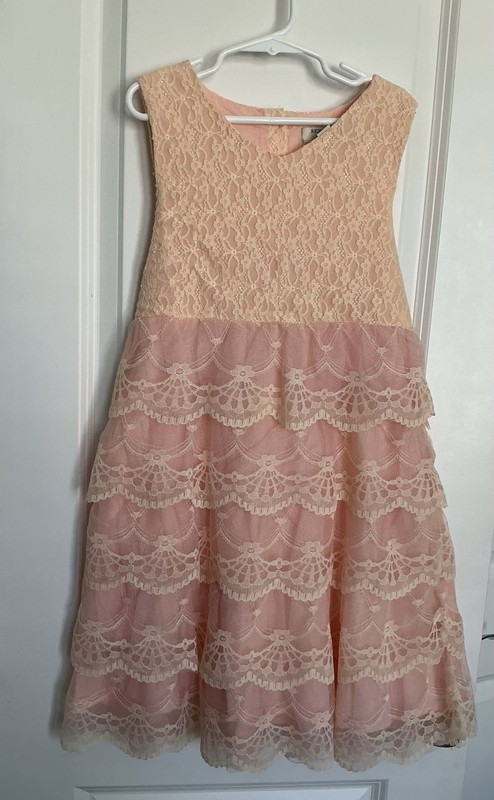RICHIE HOUSE of LOS ANGELES-Sz.9/10-Girl’s Special Occasion Dress-PinkCream Lace