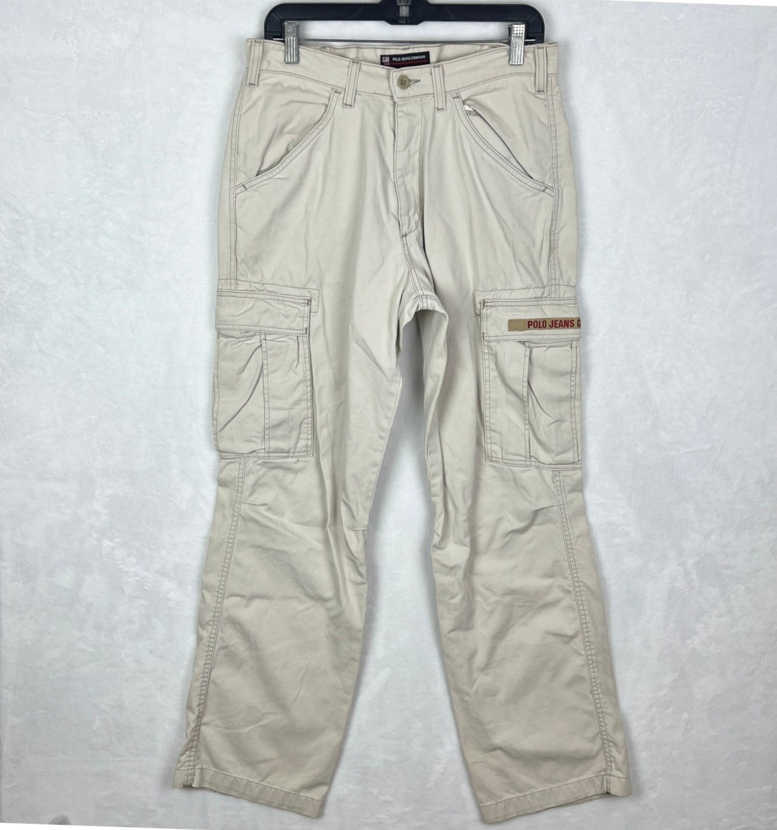 Polo Jeans Co Cargo Pants Mens 30x32 Beige Straight Vintage