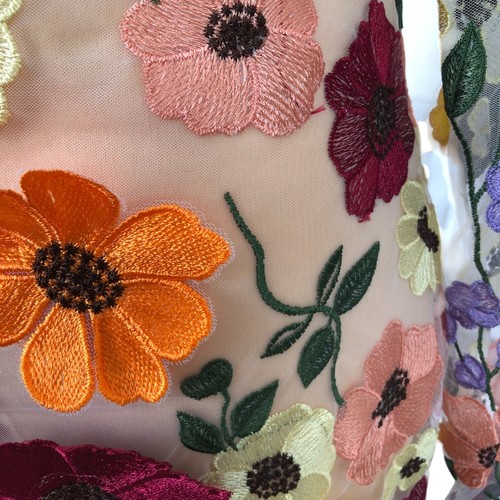 Sexy Women's Mock Neck Long Sleeve Mesh Lined 3D Flower Lace Applique Dress S - Picture 10 of 16