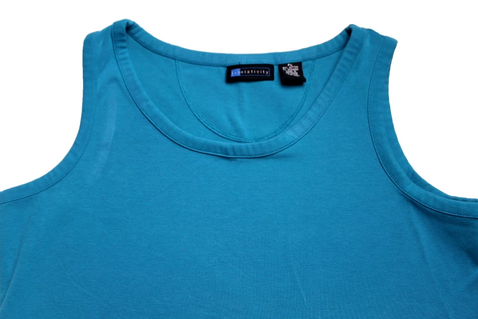 RELATIVITY TANK TOP ladies size PL dark turquoise green stretch cotton - Image 2 of 4