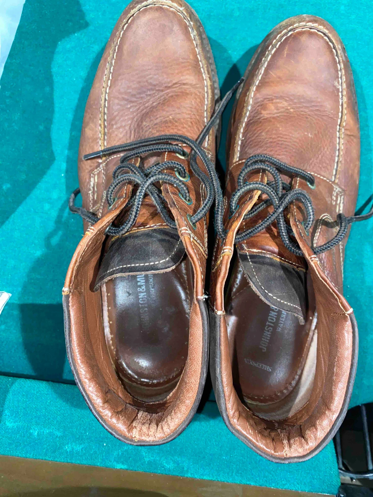 Johnston & Murphy Brown Leather Toe Boots Ankle Shoe Mens 10M Waterproof Chukka
