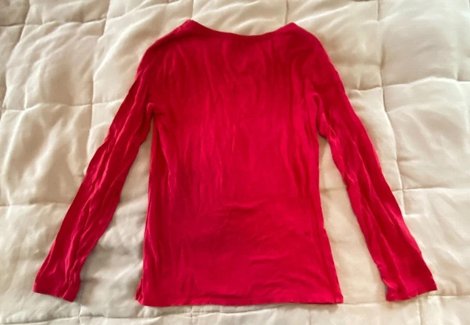 Xhilaration Sleepwear Women's Solid Red Long Sleeve Pajama T Shirt Size L - Image 3 of 4