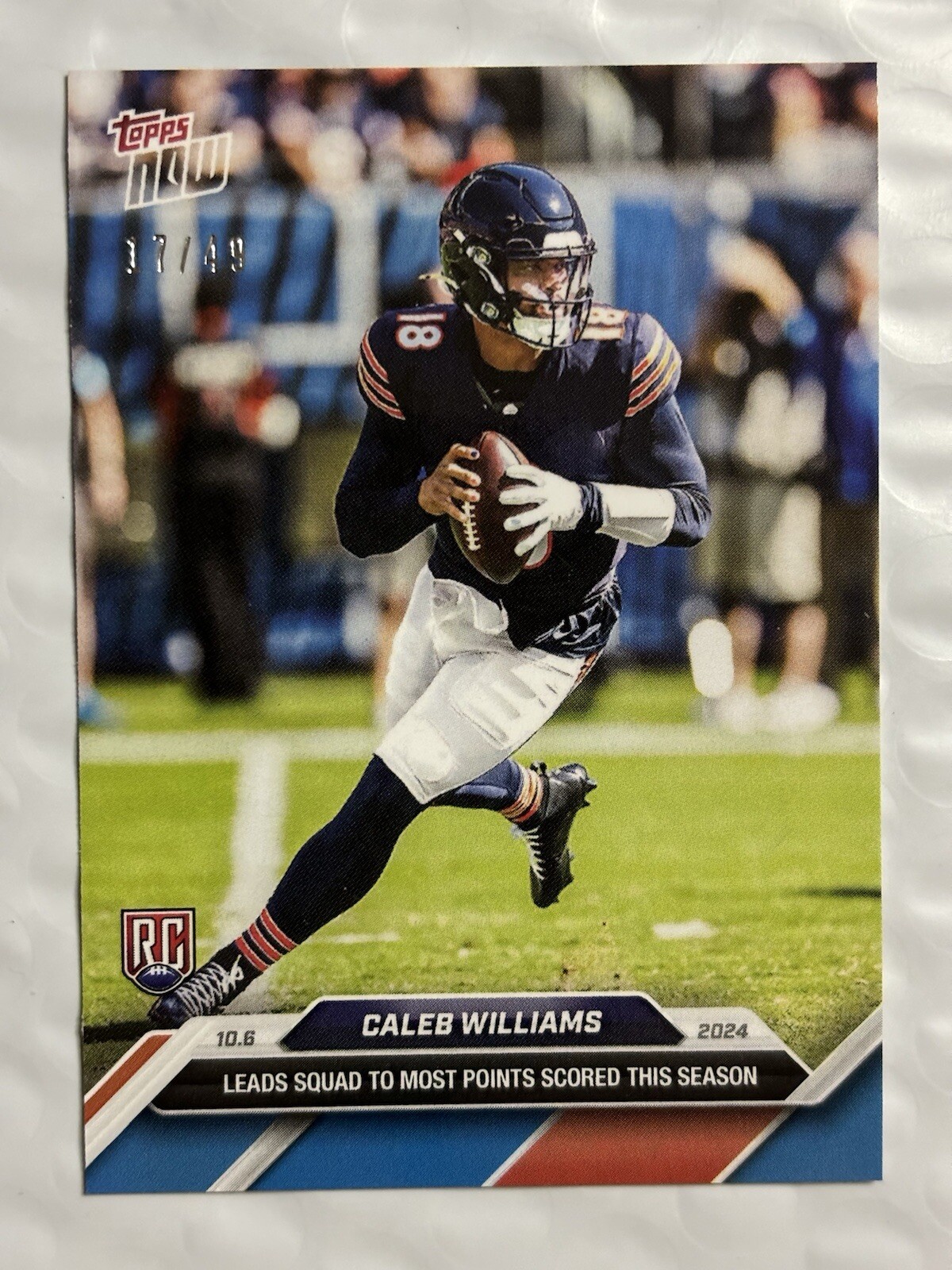 Caleb Williams - 2024 TOPPS NOW Football Card 8 - Blue Parallel 17/49 RC
