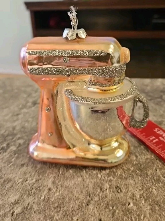 Pink Blown Glass Stand Mixer Christmas Tree Ornament  -image