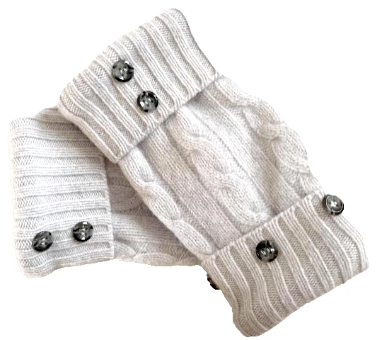 FINGERLESS GLOVES LIGHT GRAY 100% CASHMERE S M L MITTENS ONE SIZE WOMEN'S LADIES