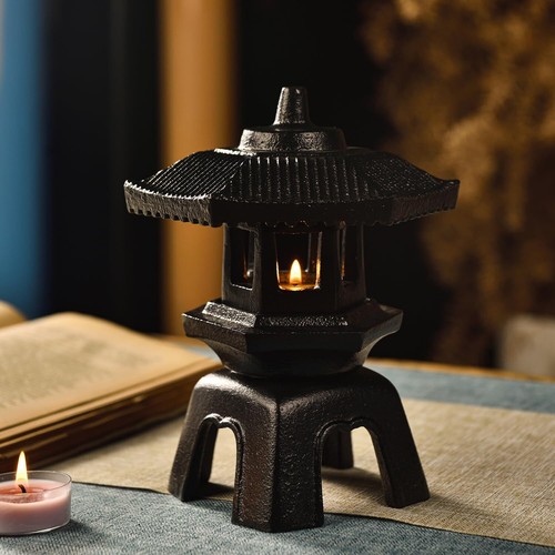 Cast Iron Candle Lantern - Japanese Pagoda, Vintage Garden Decorative Lanterns