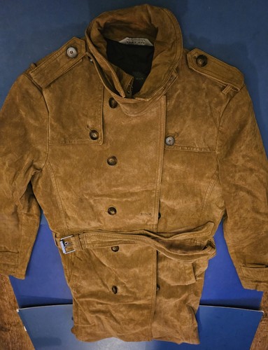 BROWN/ TAN MENS SUEDE TRENCH COAT - Zara Man - Size: Small/Medium - New/ Unworn - Picture 13 of 13