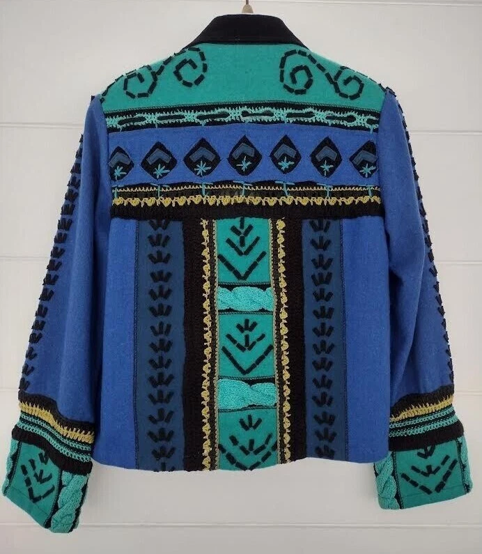 Chaqueta Blazer De Colección Años 80/90 Sandy Starkman Abstracta Mixta Mediana Parche Trabajo Talla S Foto 2 de 4