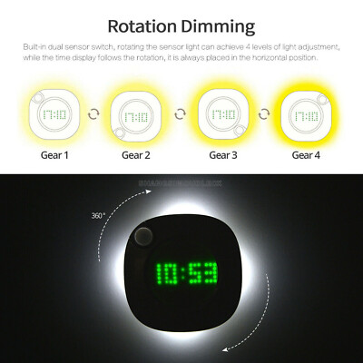 Digital LED Time Wall Clock With PIR Motion Sensor Night Light Home Clock Lamp