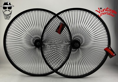 #ad 26quot; Front amp; Rear 1 7 speed Freewheel Bicycle Wheels with 144 Spokes Black. $169.95