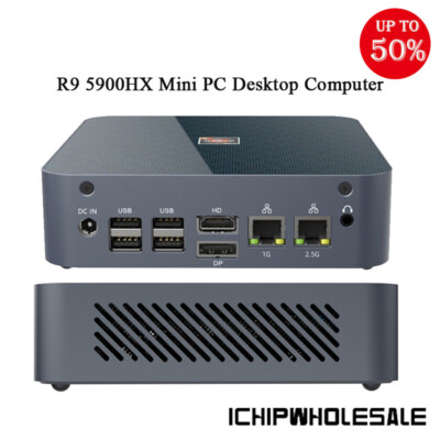 R9 5900HX Mini PC Mini Desktop Computer 2*DDR4 3x4K HD Display For 2*M.2 SSD IC