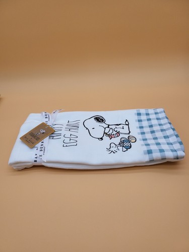 New With Tags Rae Dunn 2025 Peanuts Snoopy Easter Kitchen Towel Set Of 2 - Picture 4 of 13