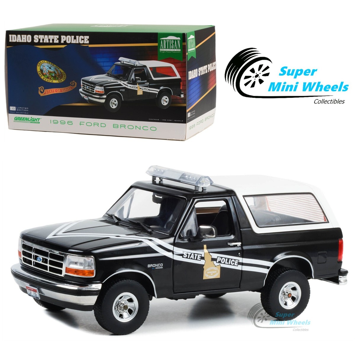 Greenlight 1:18 - 1996 Ford Bronco - Idaho State Police - Artisan