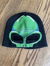 Green Alien Beanie Cap Hat Mask Halloween Youth Size