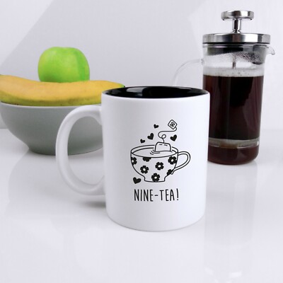 Gravur Black Reveal Kaffeebecher NINE-TEA Design 90. Geburtstag Geschenk Mama, Oma