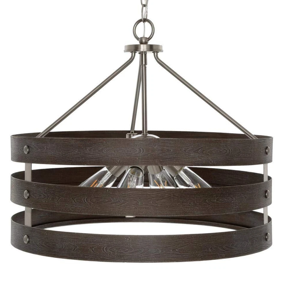 Progress Lighting Pendant Light 4-Light Brushed Nickel Drum 22 in. Gulliver - Image 4 of 4