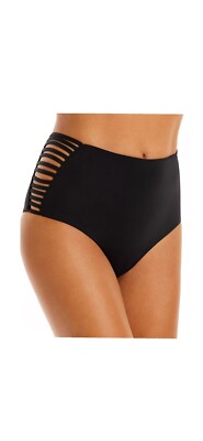 $119 L*Space Women's Black Harrington High Waist Bikini Bottom Swimwear Size S