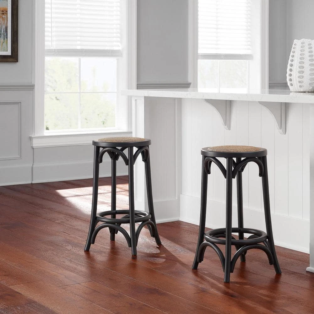 Rattan backless online counter stools