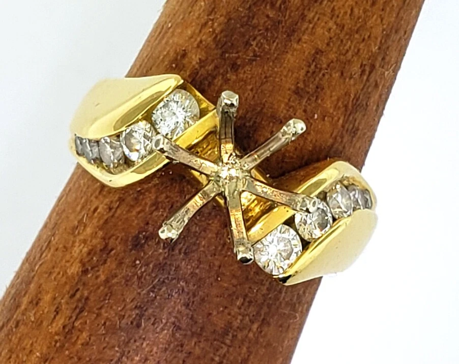 ESTATE 18K YELLOW GOLD DIAMOND SEMI MOUNT SETTING RING 7.1 GR 1 2