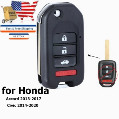 Upgraded Flip Smart Remote Car Key Shell Fob for Honda Accord Civic 2013-2017 4B