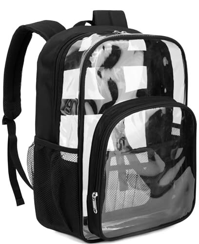 BLUEFAIRY Clear Backpack For School - Stadium Approved PVC See Through Bag, Large Transparent Book Bag, Light Orange - View #8