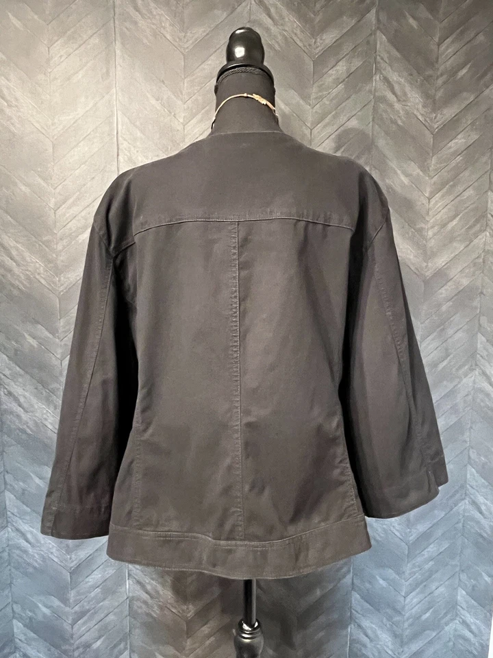 Ruby Rd. SZ 24 W Women’s Black Embellished 3/4 Sleeve Full Zip Pockets Jacket - Image 3 of 4