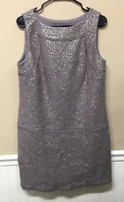 LOFT Taupe Wool Blend Sleeveless Dress Sequins Sz 10 NWT
