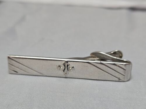 Swank Fleur de lis Vintage Tie Bar Clip Fleur de lis - Picture 3 of 3
