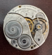 VINTAGE 12 SIZE ELGIN POCKET WATCH MOVEMENT GR. 303 KEEPING TIME