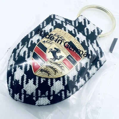 NOS Porsche Crest Key Ring Houndstooth Pepita Rare Collectible Chain COLLECTION  - Bild 1 von 4