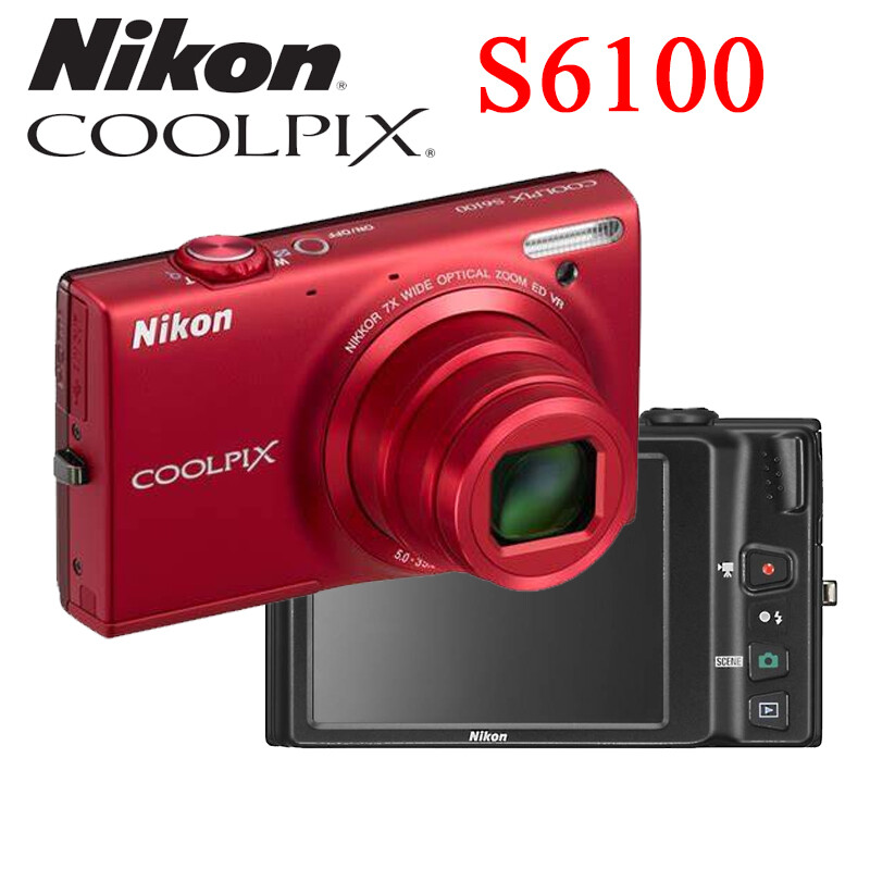 Nikon COOLPIX S6100 16MP Digital Camera with 7x NIKKOR Wide-Angle Zoom in Red