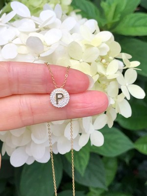 1Ct Round Lab Created Diamond Initial Letter ''P'' Pendant 14K Yellow Gold Plated