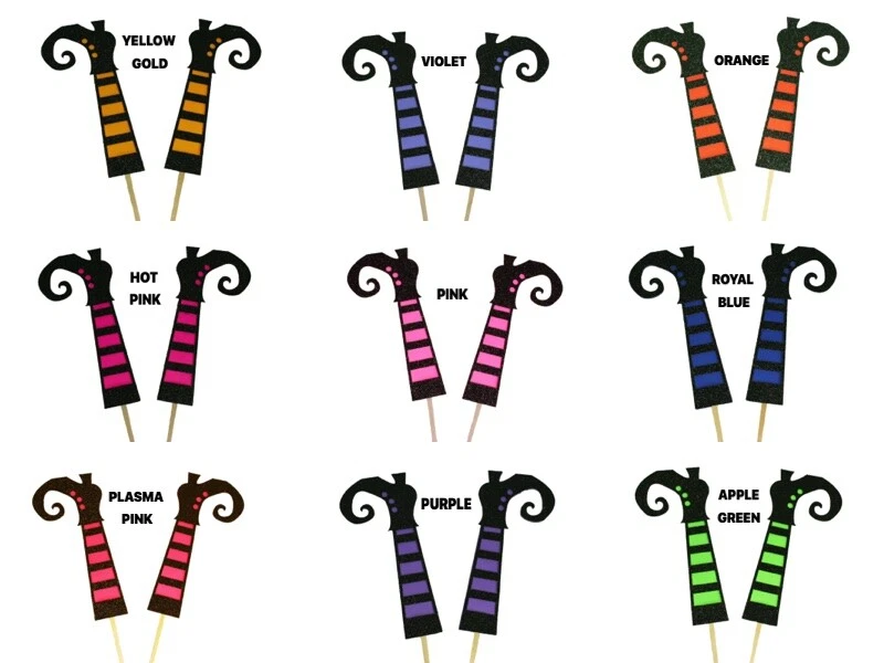 Brillo invertido PIERNAS DE BRUJA Halloween adorno de pastel 5,5" de alto elige el color Foto 2 de 2