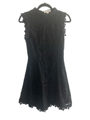 NWT Francesca s Black Lace Mock Neck Fit & Flare Dress Whimsigoth Cocktail #5837