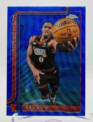 2025-26 Topps Chrome Update Basketball- Tyrese Maxey #41 Wave Blue /150