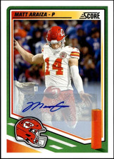 2025 Panini Score Auto Autograph Matt Araiza KC Kansas City Chiefs