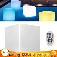 16" Cube LED RGBW 16 Color Changing Light Stool Outdoor Indoor Patio Party Chair