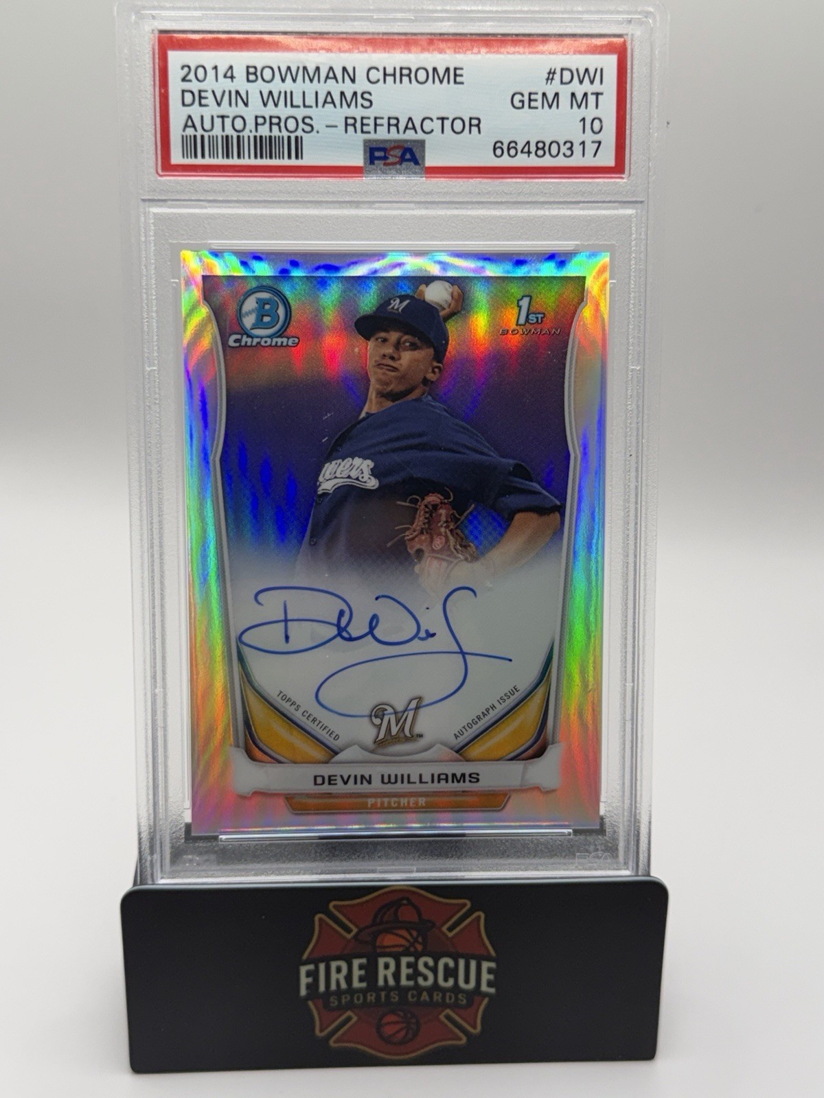 2014 Bowman Chrome Devin Williams Refractor Auto 217/500-PSA 10 GEM MINT POP 4