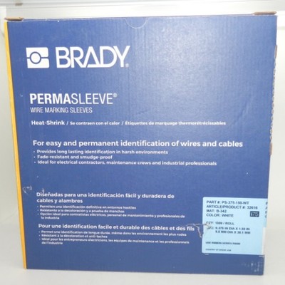 Brady PS-375-150-WT IP Series PermaSleeve Polyolefin Wire Marking Sleeves