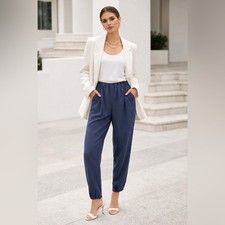 BABATON blue high waisted elastic waist joggers sz L