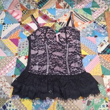 Seven til Midnight Lingerie Womens Small Black Pink Lace Corset Bustier Camisole