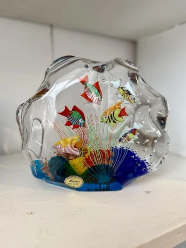 Vintage MURANO CASED TROPICAL FISH TANK STUDIO ART GLASS AQUARIUM SCULPTURE!