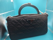 Prada Black Quitled Tessuto Nylon Chain crossbody bag NEW