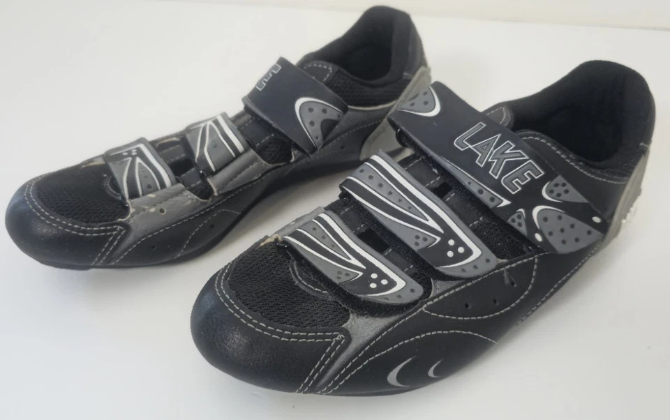 Zapatos de ciclismo de carretera LAKE compuestos para hombre talla US 5,5-6 negros plateados M-CX105 Foto 2 de 4