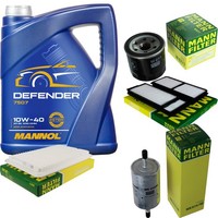 Mann Inspektionspaket Filterset 5L Mannol Defender 10W-40 FüR Mazda 3 1.6 1.4