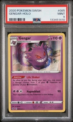 PSA 9 Mint Pokemon 2020 Sword & Shield Base Gengar Holo 085