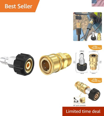 #ad M22 14mm to 3 8#x27;#x27; Pressure Washer Brass Connectors 4500 PSI Quick Connect Kit $13.99